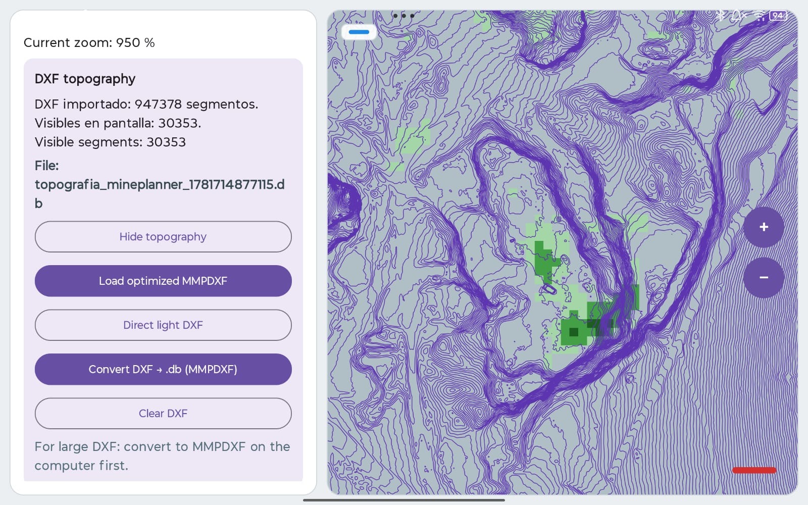 DXF topography view
